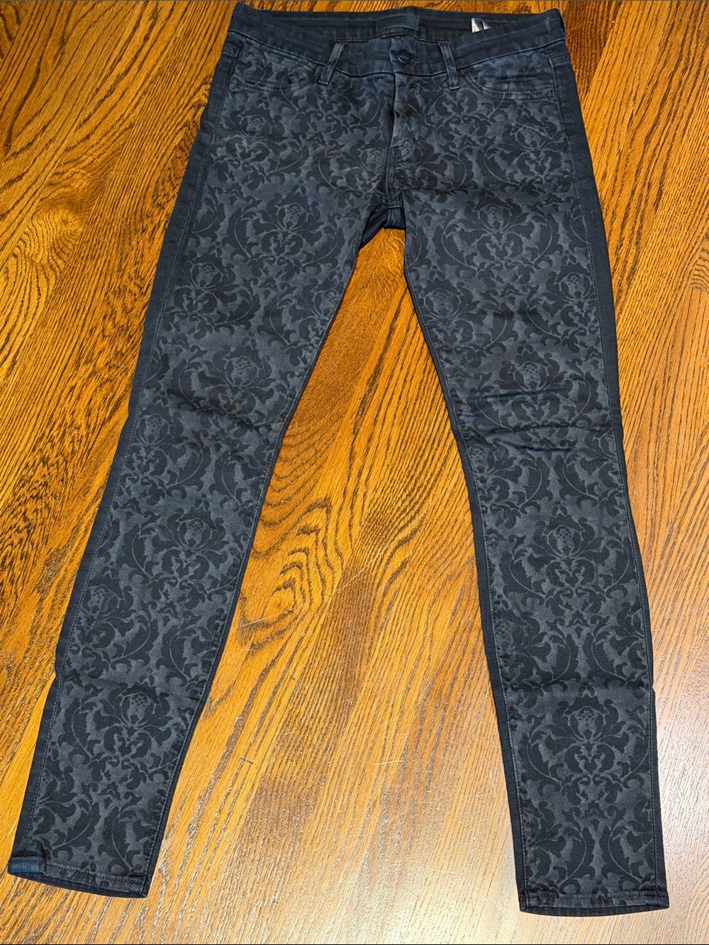 Koral Black Jacquard Skinny Jeans - Floral Damask